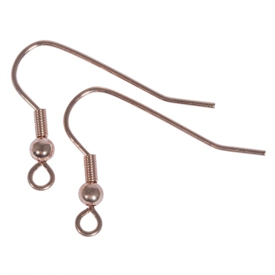 Ear hooks, roz gold, 20mm, tab-bag 4pcs