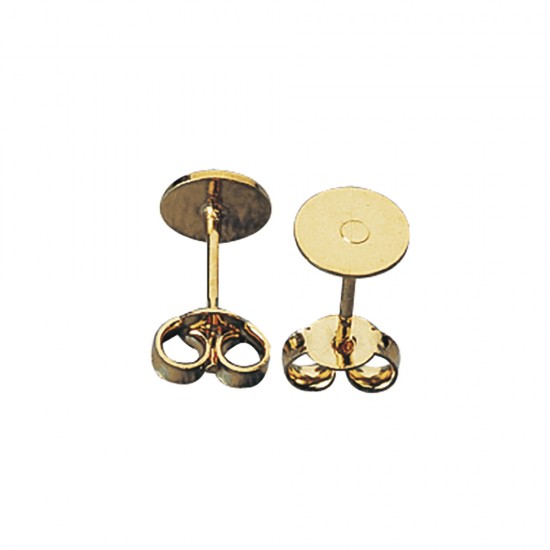 Stud with platine, 6mm o, gold, tab-bag 4pcs.