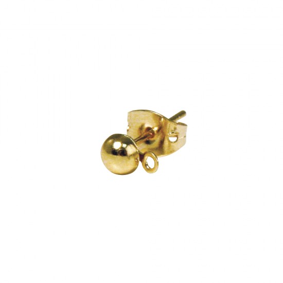 Stud w. hemisphere + eye, 4mm o, gold, tab-bag 2pcs.