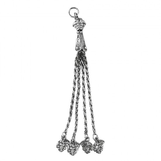 Metal tassel with blossoms, 10cm o, oxidized argintiu, tab-bag 1pc.