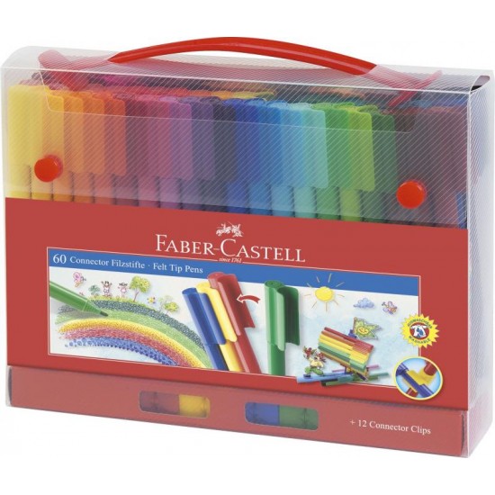 Carioca 60 culori CONNECTOR Clips , Faber-Castell