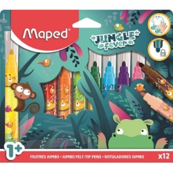 Carioca Maped Jungle Fever Jumbo, 12 culori/set Carioca Maped Jungle Fever Jumbo, 12 culori/set