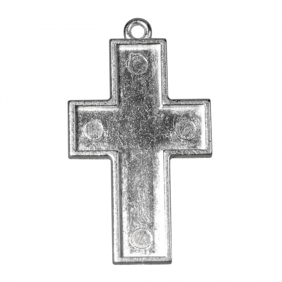 Plate pendant Cross with eye, platinum, 3.3x2.1cm, t-bag 1pc.