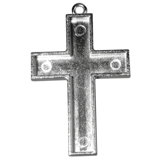 Plate pendant, cross, 3,8x2,8 cm, platinum, 3.8x2.8cm, tab-bag 1pc.