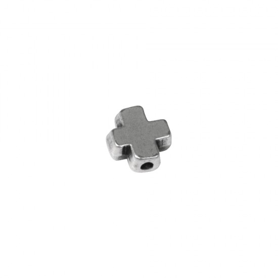 Element decorativ metalic Cross, argintiu, 9mm, hole o 1mm, t-bag 3 pcs.