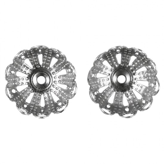 Filigree cap, 14mm o, argintiu, tab-bag 6pcs.