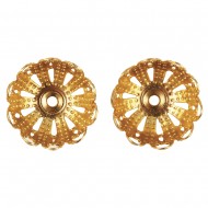 Filigree cap, 14mm o, gold-plated, tab-bag 6pcs.