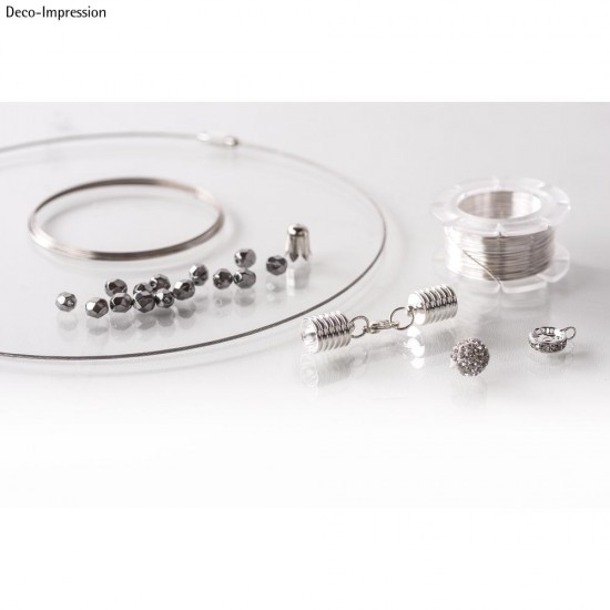 Jewellery catch ring cap,  6mm o, argintiu, compl. assembled, t-bag 1pc.