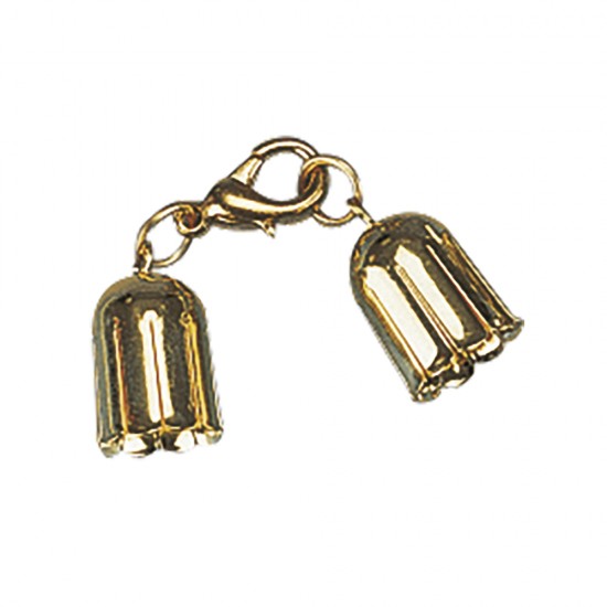 Tulip cap w. carabiner, assebled, gold, 8mm, t-bag 1pc.