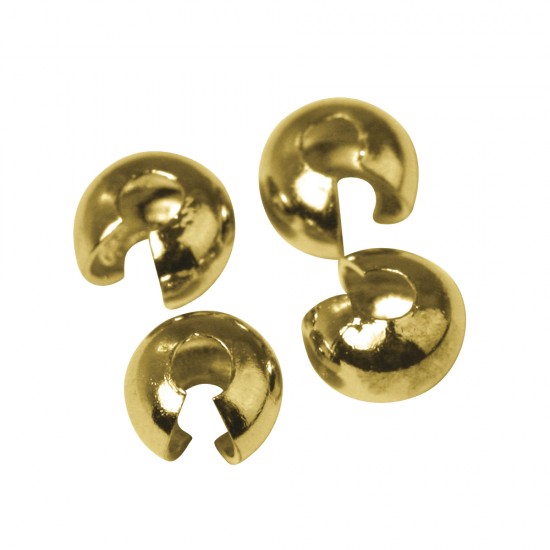 Cover beads for crimps, 4mm o, gold, tab-bag 4pcs.