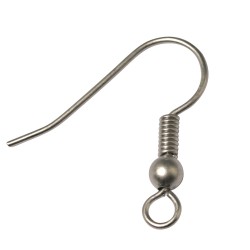 Ear hooks, matt, dark grey, 20mm, t-bag 4pcs. Ear hooks, matt, dark grey, 20mm, t-bag 4pcs.