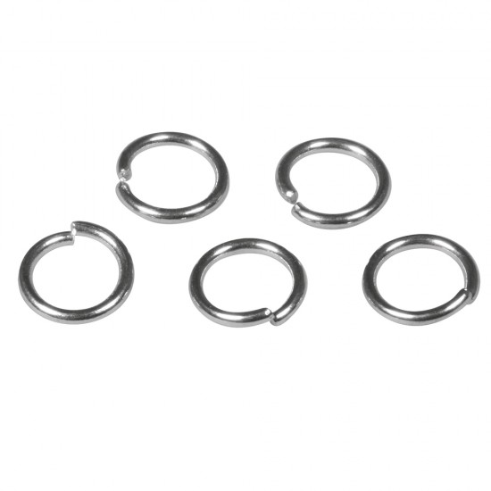 Stainless steel ring, o7mm, platinum, tab-bag 50pcs.