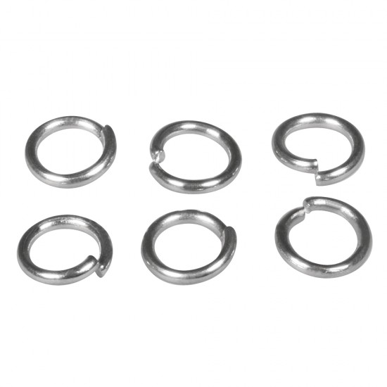 Stainless steel ring, o6mm, platinum, tab-bag 50pcs.