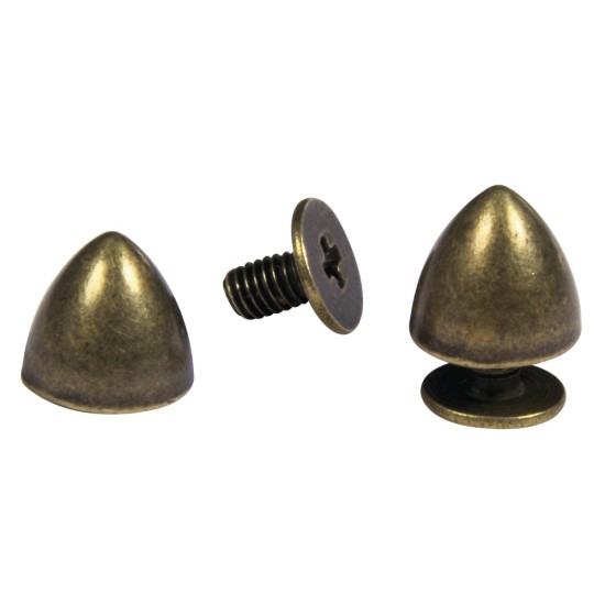 Metal rivets, 8mm o, gold, w. screw cap, bag 2pc