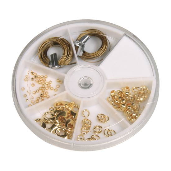 Starterset w. jewellery accessories, gold, 5 diff. accessory items, tab-b