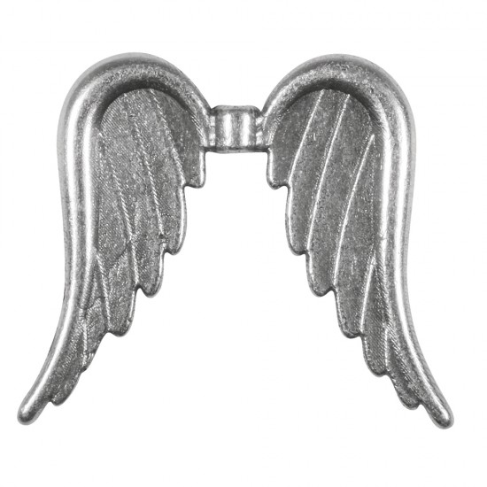 Metal- Angel wings, argintiu, 3.1x3.4cm, Loop 1.5mm o, tab-bag 1pc