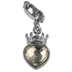 Shoe-Charms: Heart w. facet stone+crown, 16 mm with clip 11 mm Shoe-Charms: Heart w. facet stone+crown, 16 mm with clip 11 mm