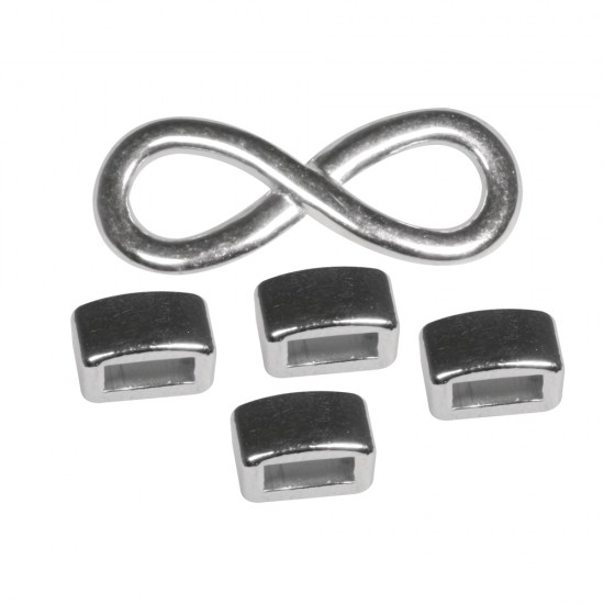 Metal- deco element   Infinity  , argintiu, 1x Infinity, 4x deco element, t