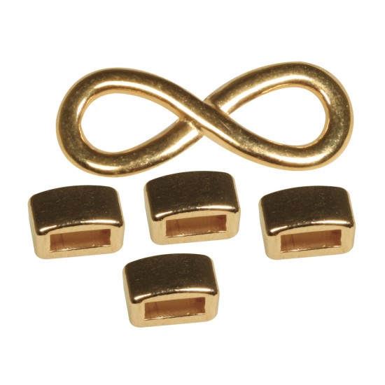 Metal- deco element   Infinity  , gold, 1x Infinity, 4x deco element, tab