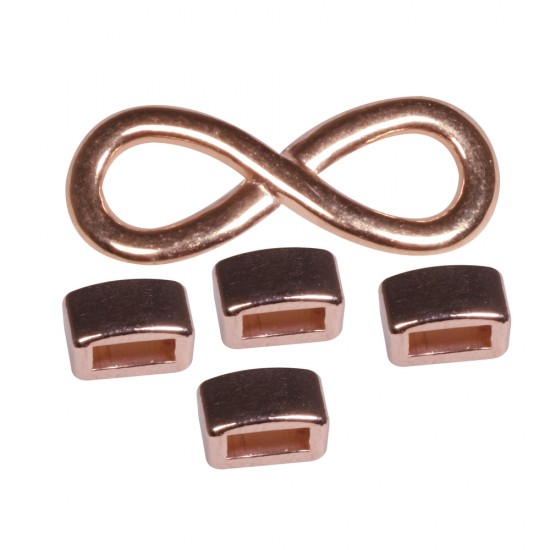 Metal- deco element   Infinity  , rose-gold, 1x Infinity, 4x deco element