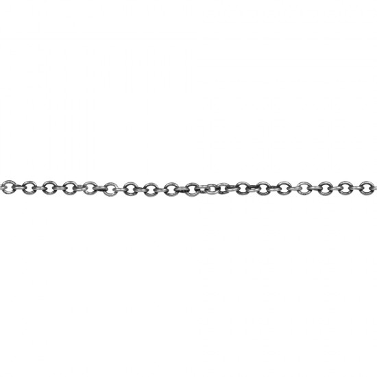 Metal- element chain w. clasp, 2mm o, oxidized argintiu, 78cm+5cm extension