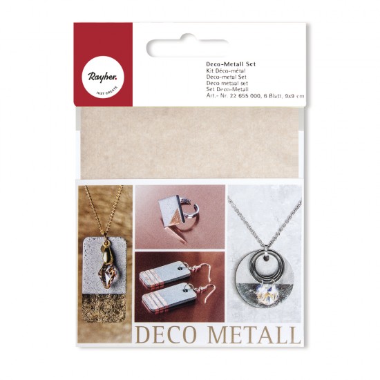 Foita Deco Metal, Rayher, auriu, arintiu si cupru, dimensiune 9x9 cm, 6/set
