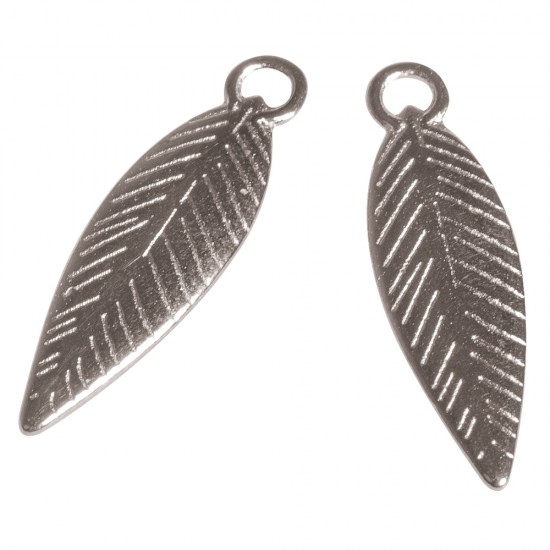 Pandantiv din metal feather, oxidized argintiu, 21mm, eye 1.5mm o