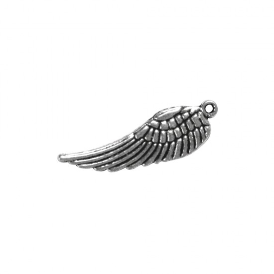 Metal hanger, wings, oxidized argintiu, 15mm, eye 1mm o, tab-bag 5pc