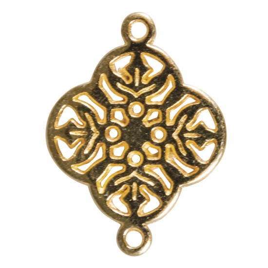 Metal-ornamental element Flower, gold, 15mm, eyelets 1mm o