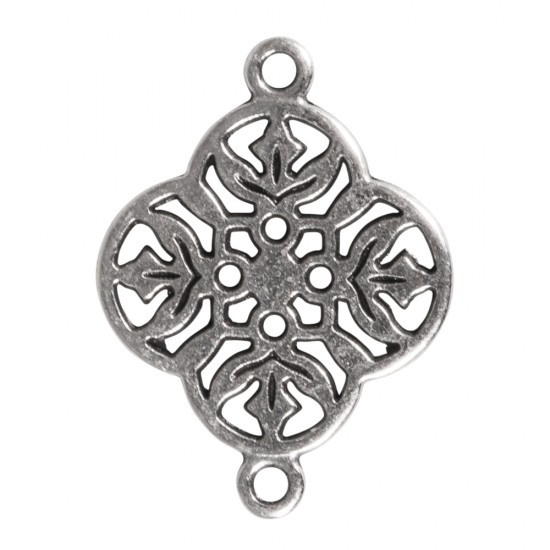 Element decorativ Rayher, motiv floral, argintiu, din metal, dimensiune 1,5 cm