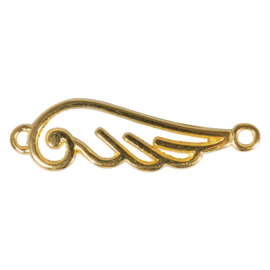 Metal-ornamental element Curved wings, gold, 25mm, eyelets 1mm o