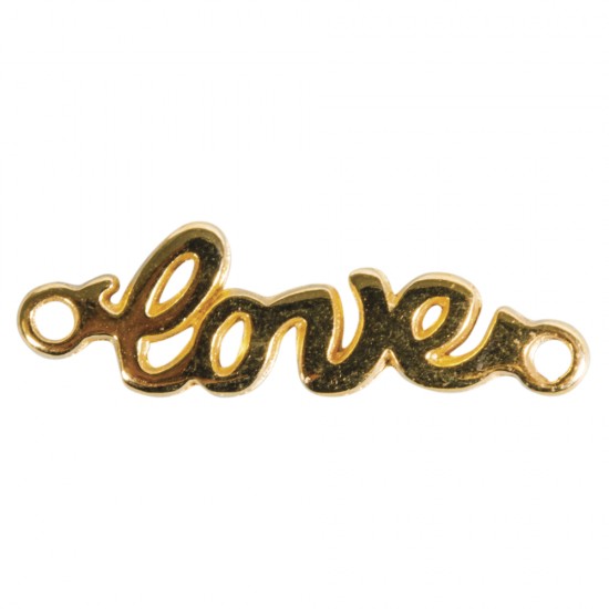 Metal-ornamental element   love  , gold, 15mm, eyelets 1