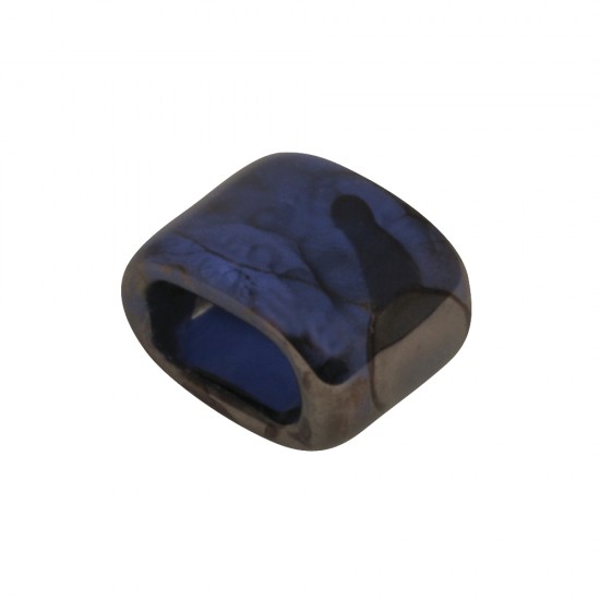 Ceramic deco element: oval, dark midnight blue, 1,8x1,4x1,2cm, f. leather