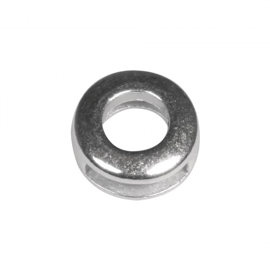 Metal- Deco element round, 1.3cm o, argintiu, hole 1cm wide
