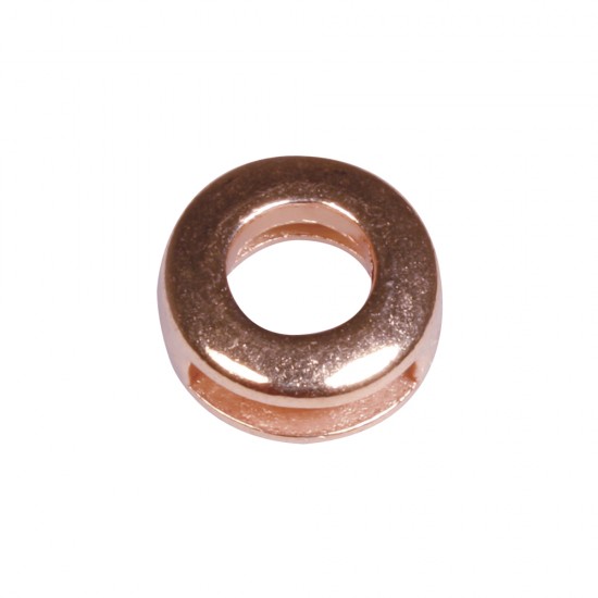 Metal- Deco element round, 1.3cm o, rose-gold, hole 1cm wide