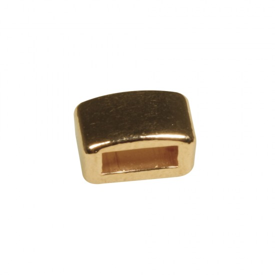 Metal- Deco element square, gold, 5x8mm, hole 5mm wide