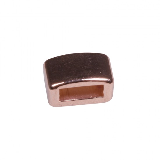 Metal- Deco element square, rose-gold, 5x8mm, hole 5mm wide