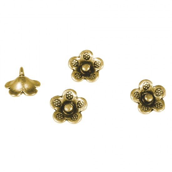 Elemente decorative metalice - flori Rayher, aurii, dimensiune 1 cm, pretul este pe set (4/set)
