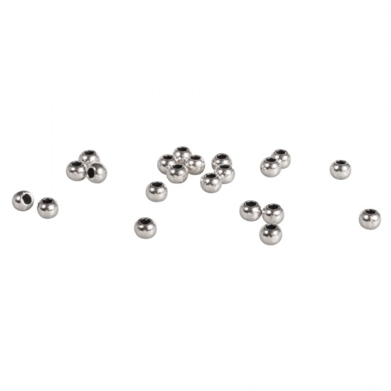 Margele metalice, 3mm o, argintiu, tab-bag 22pcs