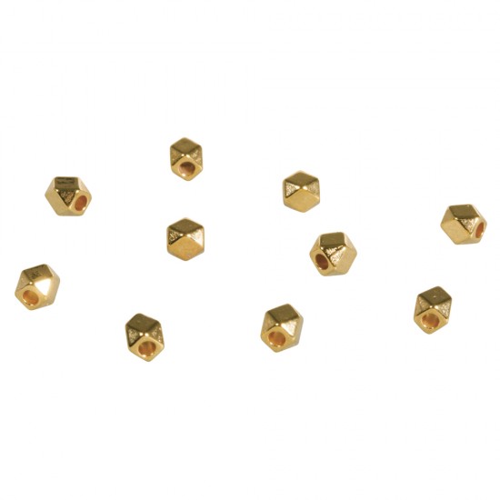 Margele metalice, Polygon, 3mm o, gold