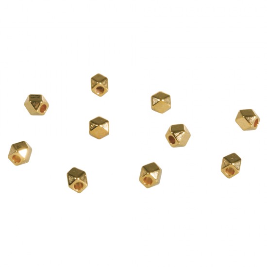 Margele metalice, Polygon, 3mm o, gold, tab-bag 10pcs