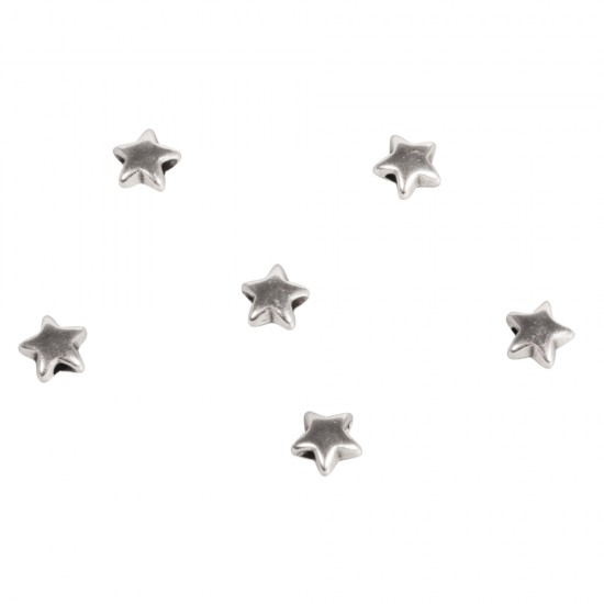 Margele metalice Star, 5mm o, argintiu