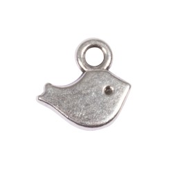 Metallic mini-pendant Bird, silver, 8x5mm, tab-bag 6pcs Metallic mini-pendant Bird, silver, 8x5mm, tab-bag 6pcs
