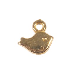 Metallic mini-pendant Bird, gold, 8x5mm, tab-bag 6pcs Metallic mini-pendant Bird, gold, 8x5mm, tab-bag 6pcs