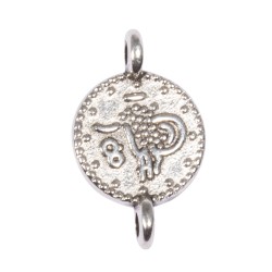 Metallic mini-pendant Coin, 7.3mm ø, silver, with 2 eyelets, tab-bag 4pcs Metallic mini-pendant Coin, 7.3mm ø, silver, with 2 eyelets, tab-bag 4pcs