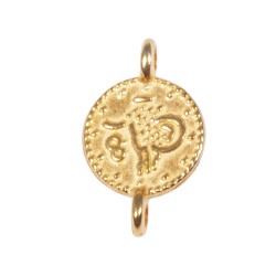 Metallic mini-pendant Coin, 7.3mm ø, gold, with 2 eyelets, tab-bag 4pcs Metallic mini-pendant Coin, 7.3mm ø, gold, with 2 eyelets, tab-bag 4pcs