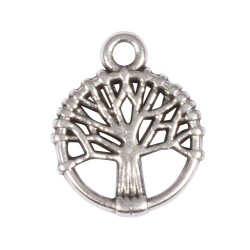 Metal mini-pendant Tree of life, 10mm ø, silver, tab-bag 3pcs Metal mini-pendant Tree of life, 10mm ø, silver, tab-bag 3pcs