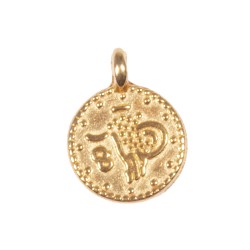 Metallic mini-pendant Coin, 7.3mm ø, gold, with 1 eyelet, tab-bag 6pcs Metallic mini-pendant Coin, 7.3mm ø, gold, with 1 eyelet, tab-bag 6pcs