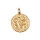 Metallic mini-pendant Coin, 7.3mm ø, gold, with 1 eyelet, tab-bag 6pcs