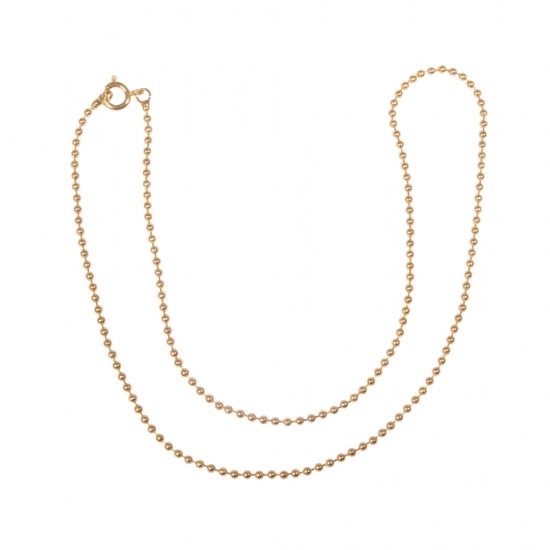 Bead chain, 1.5mm ø, gold, 42cm, tab-bag 1pc